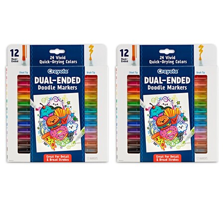 Crayola Doodle & Draw Dual-Ended Doodle Marker, 12 Colors, 24PK 58-8314